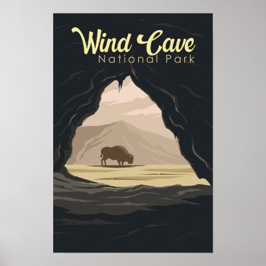 Wind Cave National Park Illustratie Reis Kunst Poster (Voorkant)