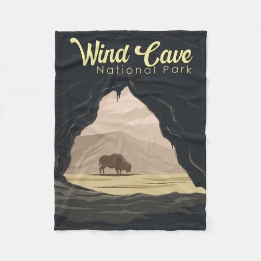 Wind Cave National Park Illustratie Reiskunst Fleece Deken (Voorkant)