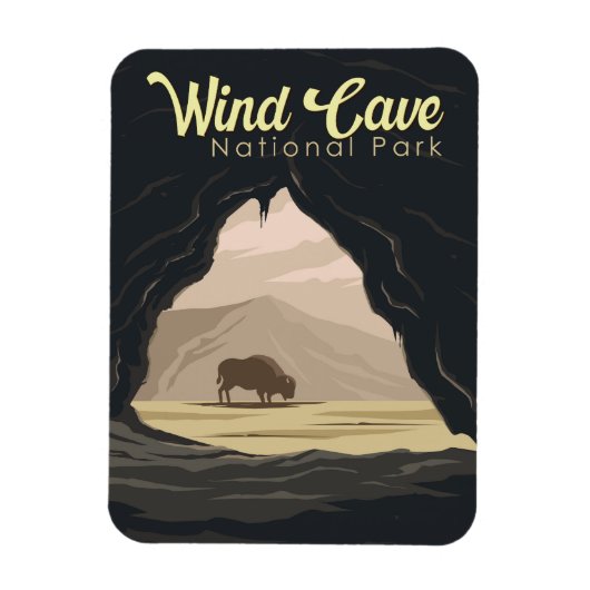 Wind Cave National Park Illustratie Reiskunst Magneet (Verticaal)