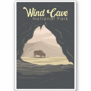 Wind Cave National Park Illustratie Reiskunst Sticker