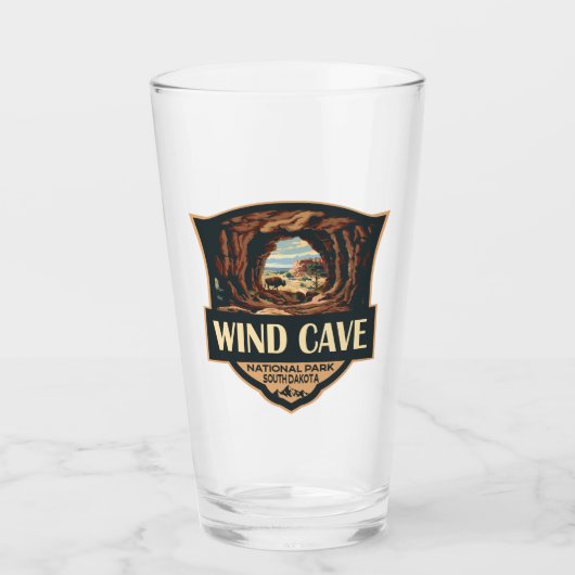 Wind Cave National Park Illustratie Retro Badge Glas (Voorkant)