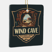 Wind Cave National Park Illustratie Retro Badge Keramisch Ornament (Rechts)