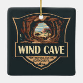 Wind Cave National Park Illustratie Retro Badge Keramisch Ornament (Achterkant)