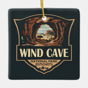 Wind Cave National Park Illustratie Retro Badge Keramisch Ornament