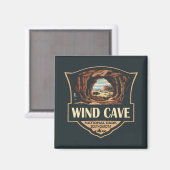 Wind Cave National Park Illustratie Retro Badge Magneet (Voorkant / Achterkant)