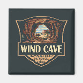 Wind Cave National Park Illustratie Retro Badge Magneet (Voorkant)