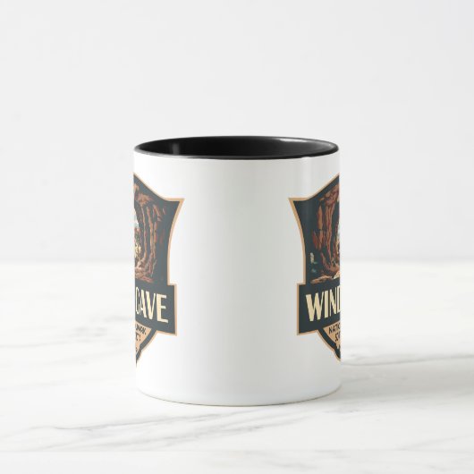 Wind Cave National Park Illustratie Retro Badge Mok (Midden)