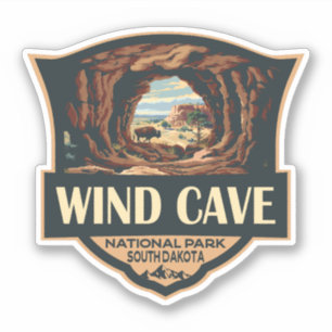 Wind Cave National Park Illustratie Retro Badge Sticker