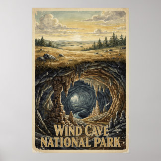 Wind Cave National Park Reisposter uit het verlede Poster