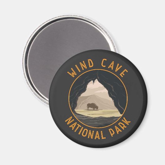 Wind Cave National Park Retro Noodcirkel Magneet (Voorkant / Achterkant)