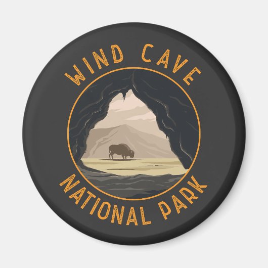 Wind Cave National Park Retro Noodcirkel Magneet (Voorkant)