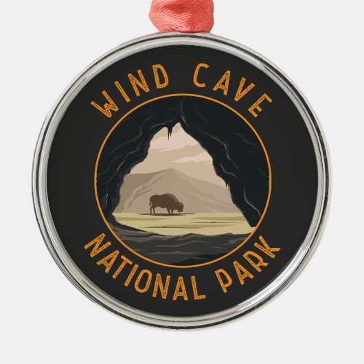 Wind Cave National Park Retro Noodcirkel Metalen Ornament (Voorkant)