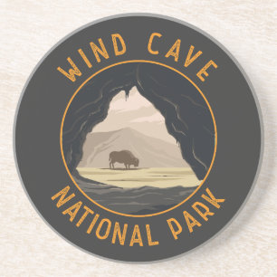 Wind Cave National Park Retro Noodcirkel Zandsteen Onderzetter