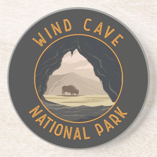 Wind Cave National Park Retro Noodcirkel Zandsteen Onderzetter (Voorkant)