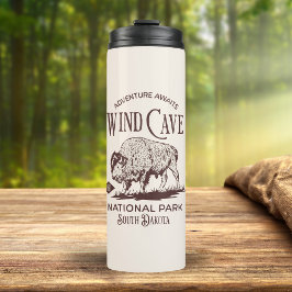 Wind Cave National Park Retro Wildlife Design Thermosbeker