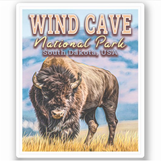 WIND CAVE NATIONAL PARK - SOUTH DAKOTA USA STICKER (Voorkant)