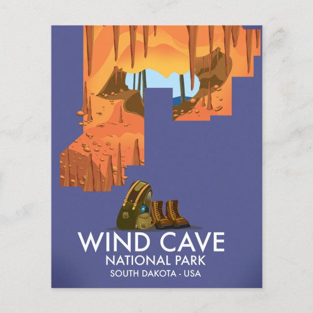 Wind Cave National Park wandelreisposter. (Voorkant)