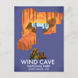 Wind Cave National Park wandelreisposter. Briefkaart