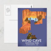 Wind Cave National Park wandelreisposter. Briefkaart (Voorkant / Achterkant)