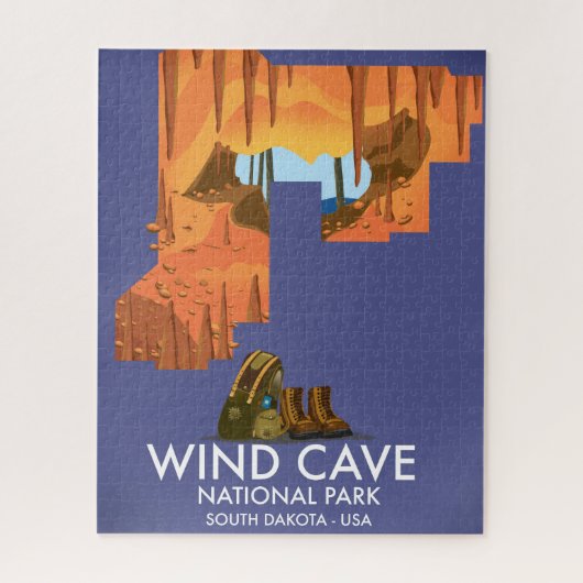 Wind Cave National Park wandelreisposter. Legpuzzel (Verticaal)