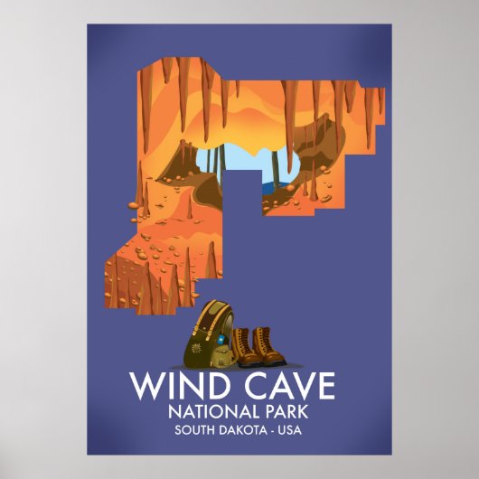 Wind Cave National Park wandelreisposter. Poster (Voorkant)
