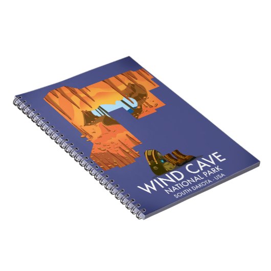 Wind Cave National Park wandelreizenposter. Notitieboek (Rechterzijde)