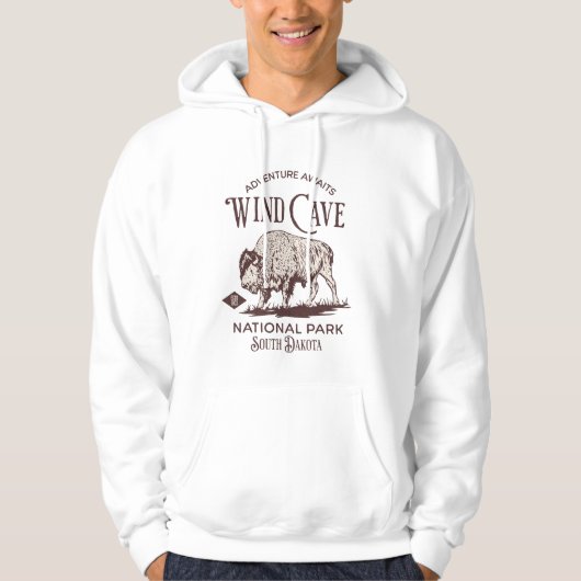 Wind Cave Retro Bison National Park Art Hoodie (Voorkant)