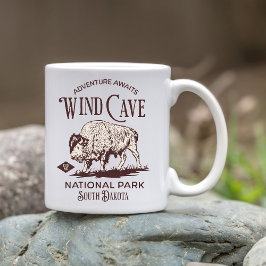 Wind Cave Wilderness Vintage Bison Print Koffiemok