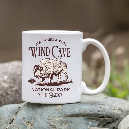 Wind Cave Wilderness Vintage Bison Print Koffiemok
