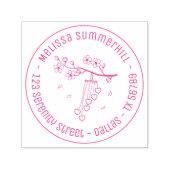 Wind Chime Blossom Round Address Zelfinktende Stempel (Design)