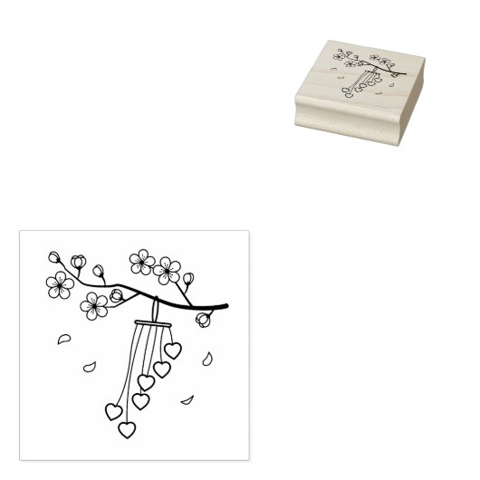 Wind Chime Blossom Rubberstempel (Gestempeld)