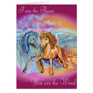 Wind- en Flame Romantic Unicorn Pegasus-Kaart