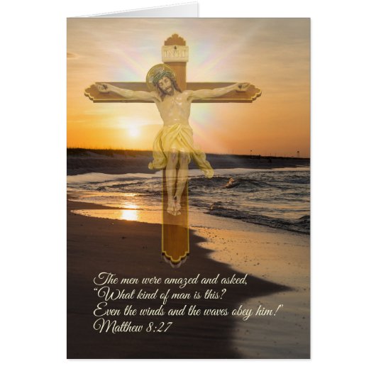 Wind en golven Obey Him Wenskaart (Voorkant)