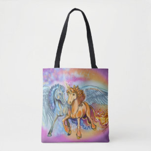 Wind en vlam, Pegasus en Unicorn Tote Bag