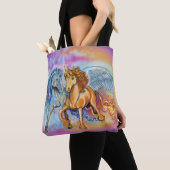 Wind en vlam, Pegasus en Unicorn Tote Bag (Dichtbij)
