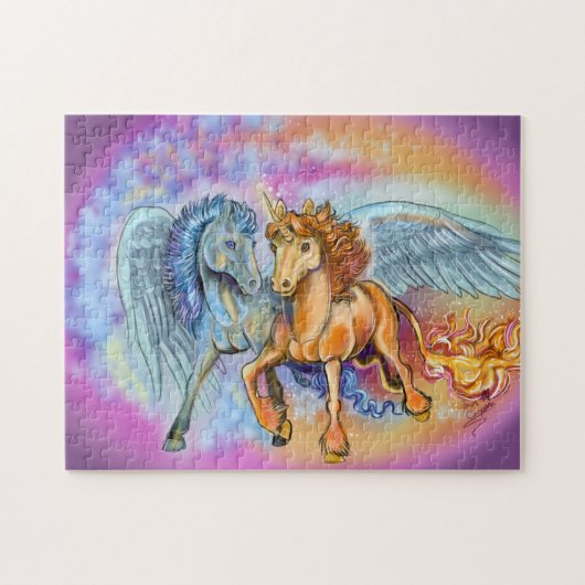 Wind en Vlammen eenhoorn pegasus ~ puzzel Legpuzzel (Horizontaal)