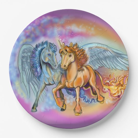 Wind- en Vlamroomkaukasus en eenhoorn Papieren Bordje (Voorkant)