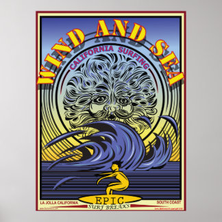 WIND EN ZEE LA JOLLA CALIFORNIA SURFBREAK POSTER