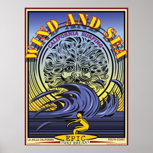 WIND EN ZEE LA JOLLA CALIFORNIA SURFBREAK POSTER (Voorkant)