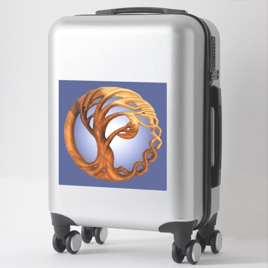 Wind geblazen boom & halve maan houtsnijwerk sticker (Koffer)