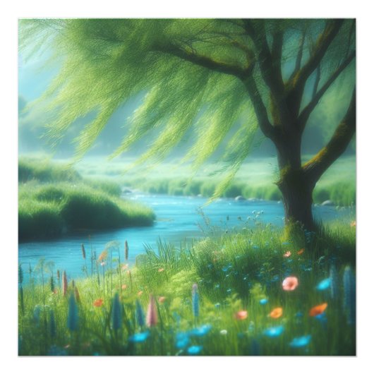 Wind in de Willow Foto Afdruk (Voorkant)