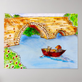 Wind in de Willows Rat en Mole boot scene Poster