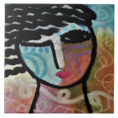 Wind in Haar Haar Abstract Digitaal Schilderen Tegeltje (Voorkant)