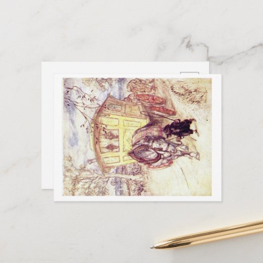 Wind in het briefkaart Willows (Voorkant / Achterkant in situ)