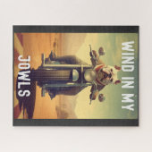 Wind in Mijn Jowls: Een Bulldog die op een motor r Legpuzzel (Horizontaal)