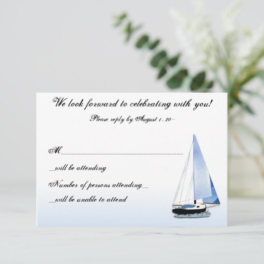 WIND IN MIJN KAPITAALVAARTUIG: RSVP-antwoordopmerk RSVP Kaartje (Staand voorkant)