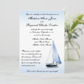 Wind in mijn zee, Sailboat Sailing Wedding Invidin Kaart (Staand voorkant)