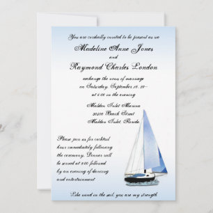 Wind in mijn zee, Sailboat Sailing Wedding Invidin Kaart