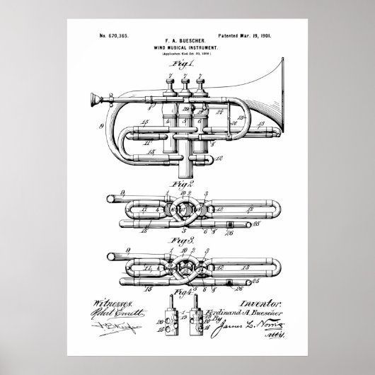 Wind Musical Instrument Patent Poster (Voorkant)