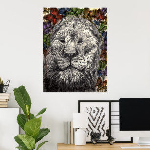 Wind onder mijn vleugels Leeuw Vlinders Dierenkuns Poster